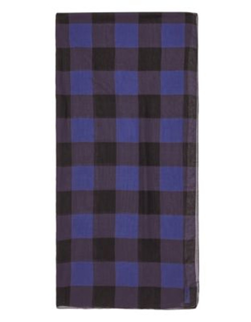 Reiss Oversized Gingham Print Scarf - BLUE