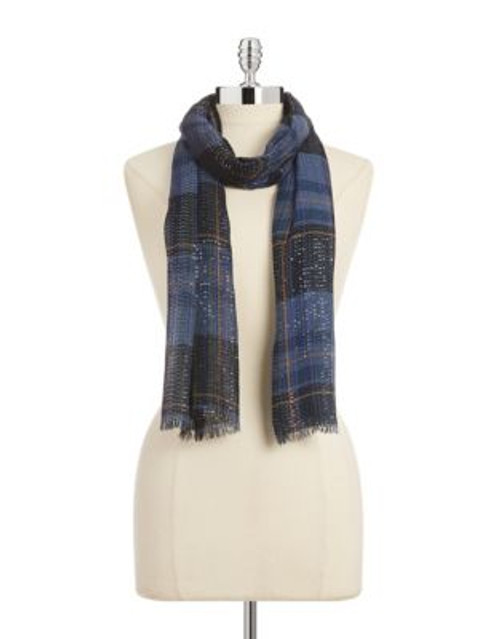 Lauren Ralph Lauren Sequined Plaid Scarf - BLACK