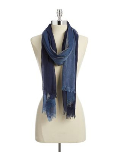 Echo Ombre Lurex Striped Scarf - NAVY