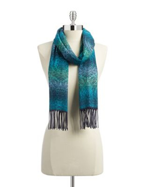 Lord & Taylor Paisley Print Stripe Scarf - MUTED TEAL