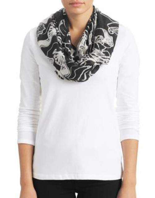 Echo Floral Statement Infinity Scarf - BLACK