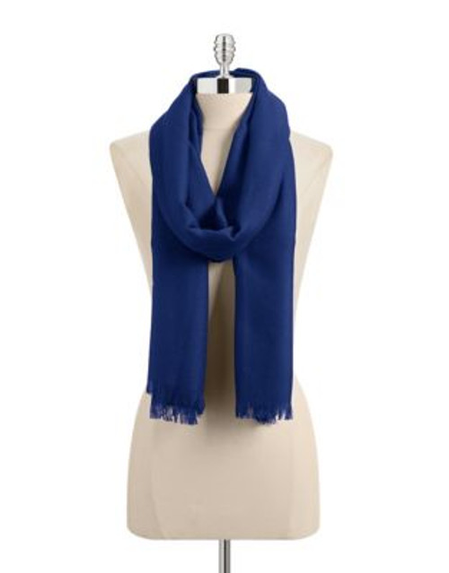 Lord & Taylor Wool-Silk Blend Wrap Scarf - NAVY BLUE