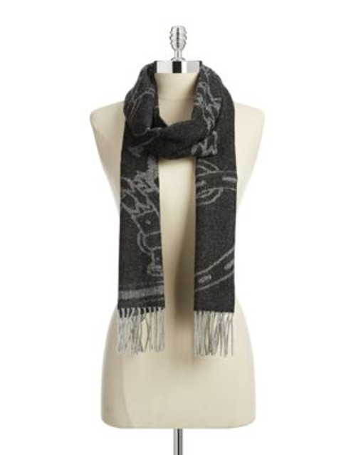 Lauren Ralph Lauren Jacquard Bridle Wool Scarf - BLACK/LIGHT GREY