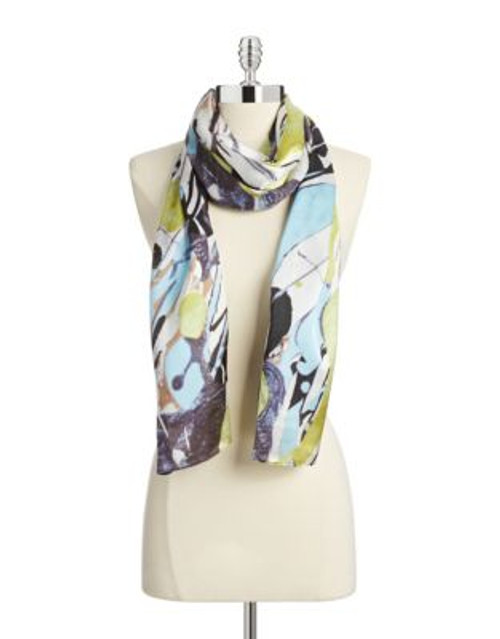 Echo Marbled Print Scarf - BLACK