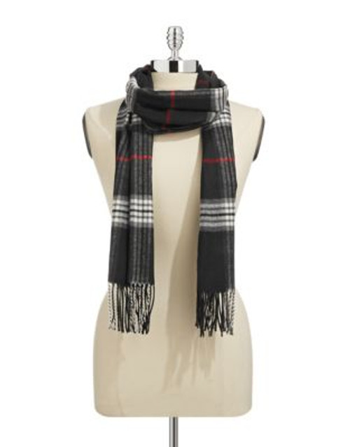 Lord & Taylor Classic Fraas Plaid Scarf - BLACK