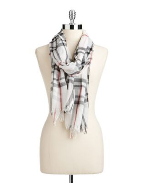 Lord & Taylor Classic Plaid Scarf - WHITE