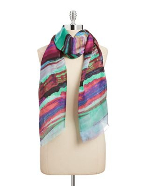 Echo Multi Brushstroke Silk Scarf - MULTI