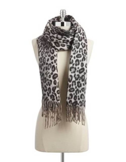 Lord & Taylor Leopard Print Scarf - GREY