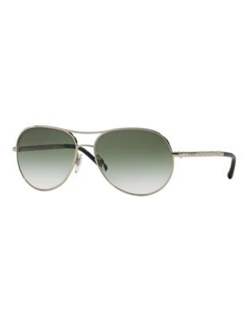 Burberry Gabardine 57mm Aviator Sunglasses - SILVER/GREY