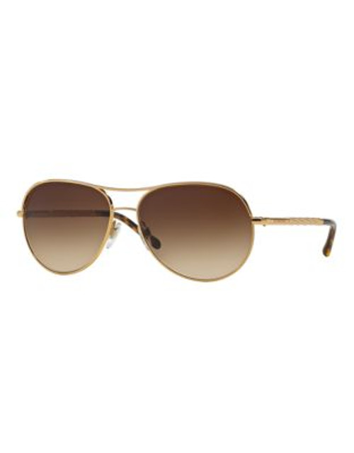 Burberry Gabardine 57mm Aviator Sunglasses - GOLD/BROWN