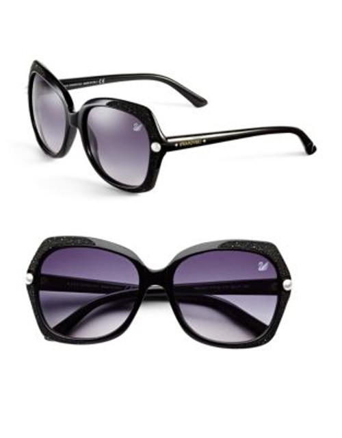 Swarovski SK0062 59mm Geometric Sunglasses - BLACK