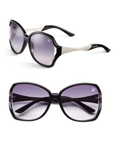 Swarovski SK0065 60mm Geometric Sunglasses - BLACK