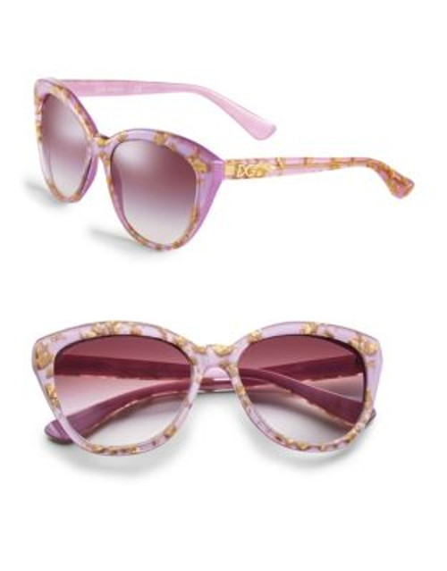 Dolce & Gabbana 56mm Flecked Cat-Eye Sunglasses - LEAF GOLD ON VIOLET