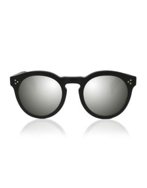 Illesteva Leonard 2 Round Sunglasses - MATTE BLACK WITH SILVER MIRRORED LENSES