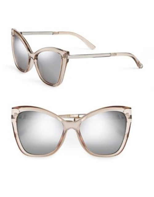 Le Specs Naked Eye Cats Eye Sunglasses - STONE WITH SILVER MIRRORED LENSES