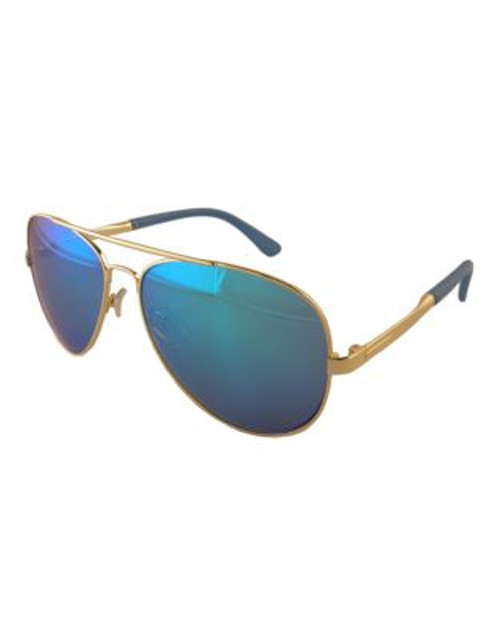 Jeanne Beker Metal Frame Aviator - GOLD/BLUE (MIRRORED)