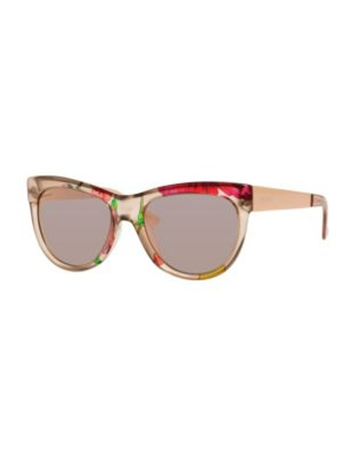 Gucci Floral Print 55mm Cat-Eye Sunglasses - BEIGE