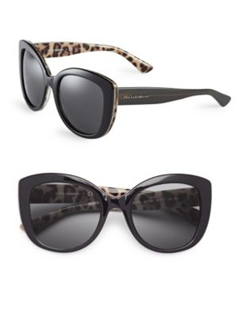 Dolce & Gabbana Leopard 53mm Butterfly Sunglasses - BLACK LEOPARD