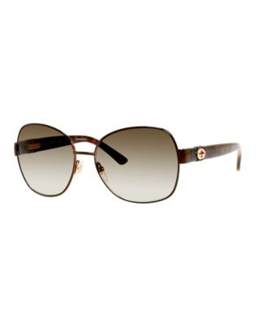 Gucci GG4242/S Rectangular Sunglasses - SHINY BROWN