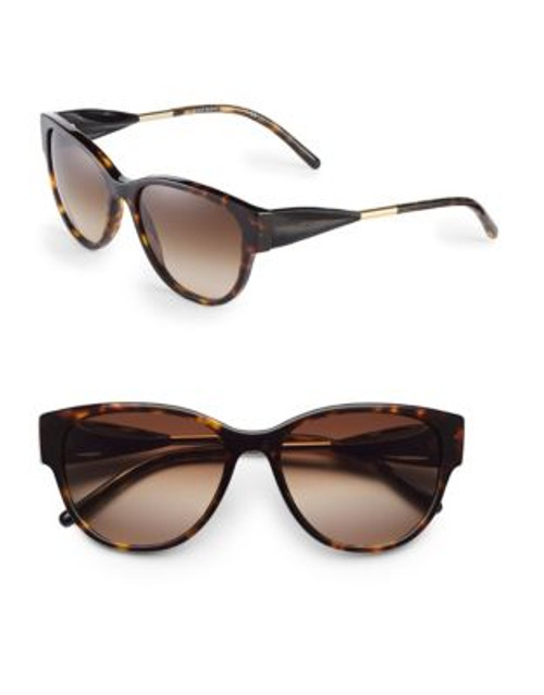 Burberry 56mm Gabardine Cat-Eye Sunglasses - DARK HAVANA