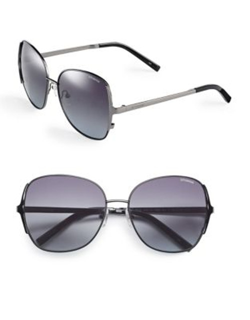 Polaroid 59mm Polarized Square Sunglasses - DARK RUTHENIUM