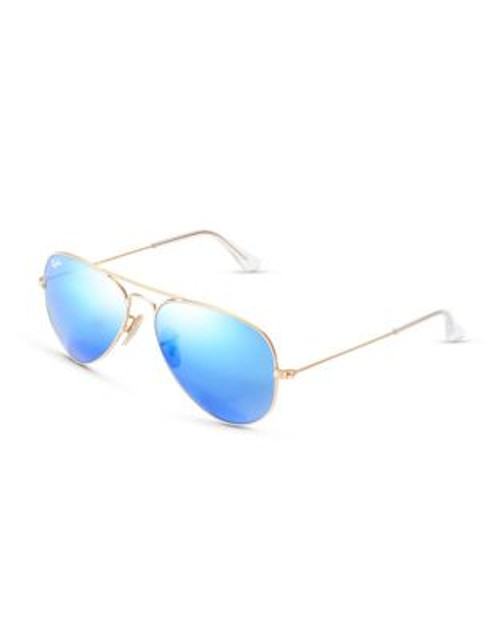Ray-Ban Original Classic Aviator Sunglasses - MATTE GOLD/BLUE MIRRORED LENSES (112/17) - 58 MM