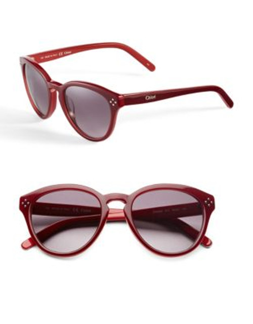 Chloé Small Studded Round Sunglasses - BORDEAUX/RED