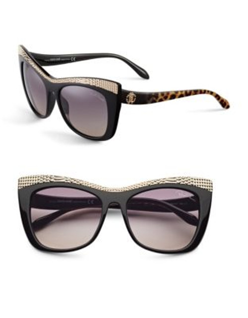 Roberto Cavalli 921S 56mm Leopard Browline Sunglasses - BLACK CLASSIC LEOPARD