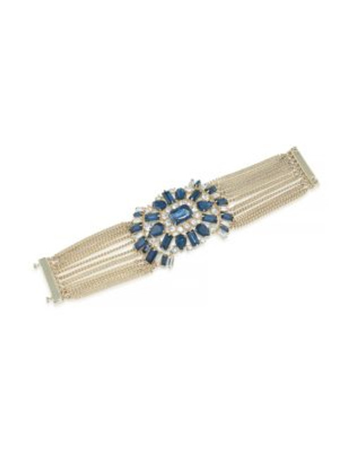 Carolee Crystal Cluster Chain Bracelet - DARK BLUE