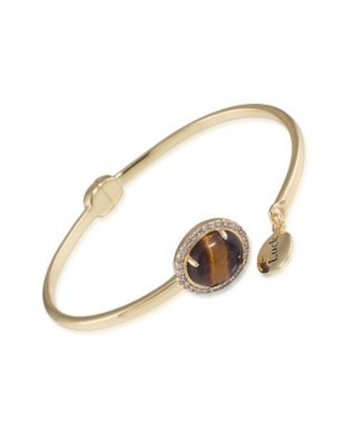 Carolee Chalcedony Hinged Bangle Bracelet - DARK BROWN