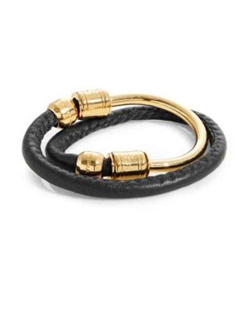 Trina Turk Leather Wrap Bracelet - BLACK