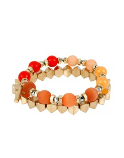 Kenneth Cole New York Citrus Slice Mixed Bead Stretch Bracelet Set - ORANGE