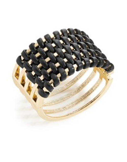 Expression Laced Hinged Cuff Bracelet - BLACK