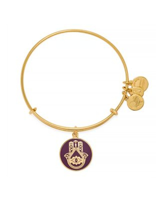 Alex And Ani Cabernet Hand of Fatima Charm Bangle - GOLD