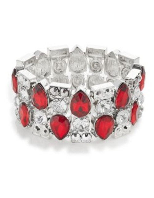 Expression Teardrop Rhinestone Stretch Bracelet - RED