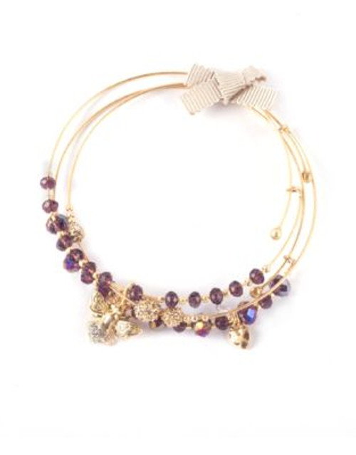 Lonna & Lilly Three-Row Coil Evil Eye Bracelet - PURPLE