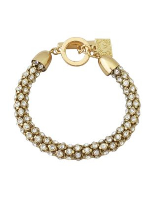 Anne Klein Stone Tube Pave Toggle Bracelet - GOLD