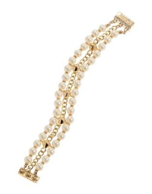 Kensie Pearl Strandage Flex Bracelet - WHITE