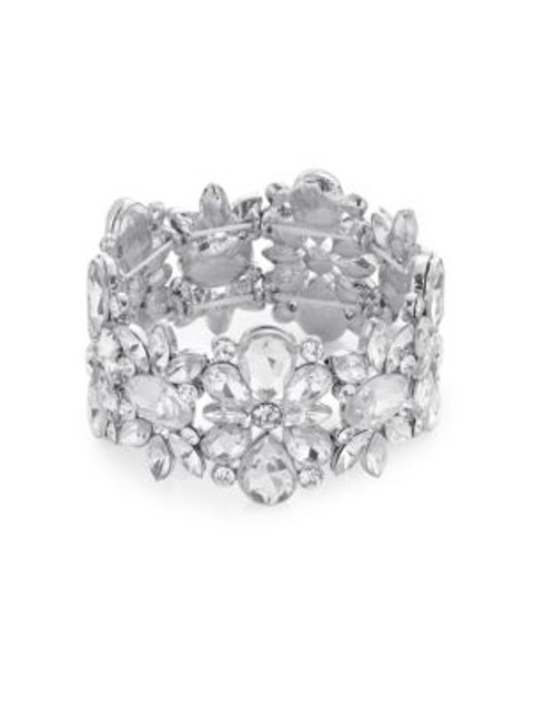 Expression Floral Navette Stretch Bracelet - SILVER