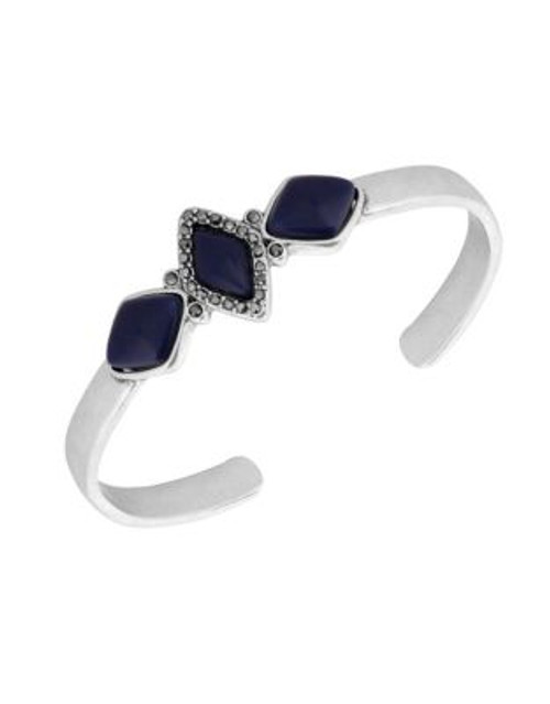 Lucky Brand Lapis Set Stone Cuff Bracelet - SILVER