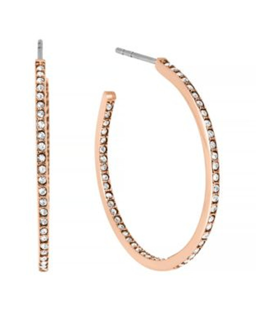 Michael Kors Brilliance Statement Rose Gold Clear Small Hoop Earring - ROSE GOLD