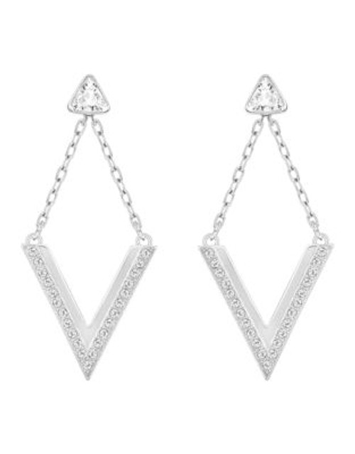 Swarovski Pave Crystal Chevron Earrings - SILVER