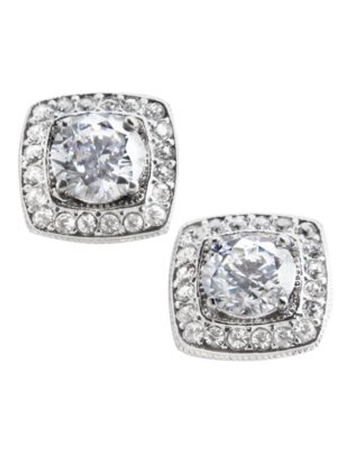 Nadri Square Framed Cubic Zirconia Stud Earring - SILVER