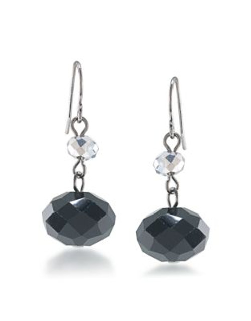 Carolee Flower District Jet Double Drop Earrings - BLACK