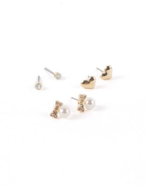 Lonna & Lilly Three-Pack Goldtone Stud Earrings - PEARL