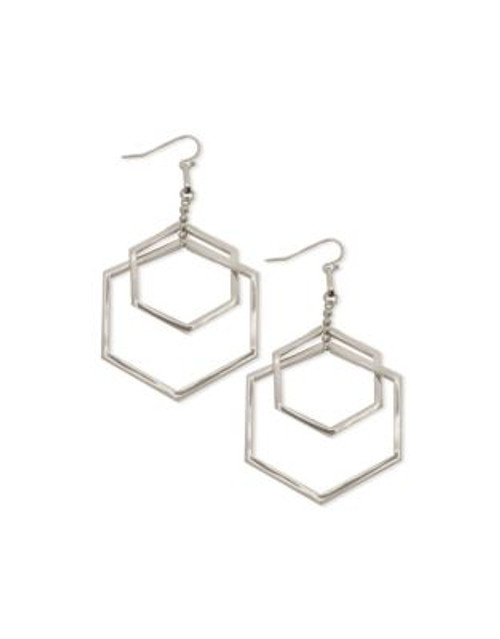 Coco Lane Double Drop Hexagon Earrings - SILVER