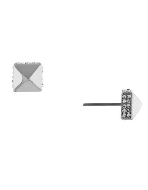 Vince Camuto Pave Side Pyramid Stud Earrings - SILVER