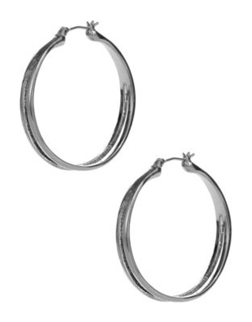 Bcbgeneration Medium Cut Out Hoop Earrings - GREY