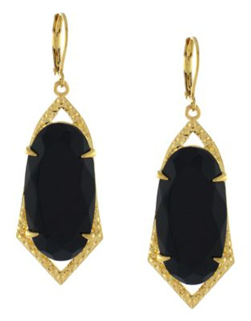 Vince Camuto Iridescent Charm Crackle Stone Leverback Earring - BLACK