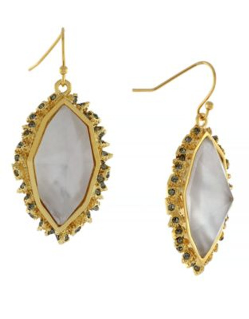 Louise Et Cie Jagged Semi Precious Collection Large Stone Drop Earring - WHITE